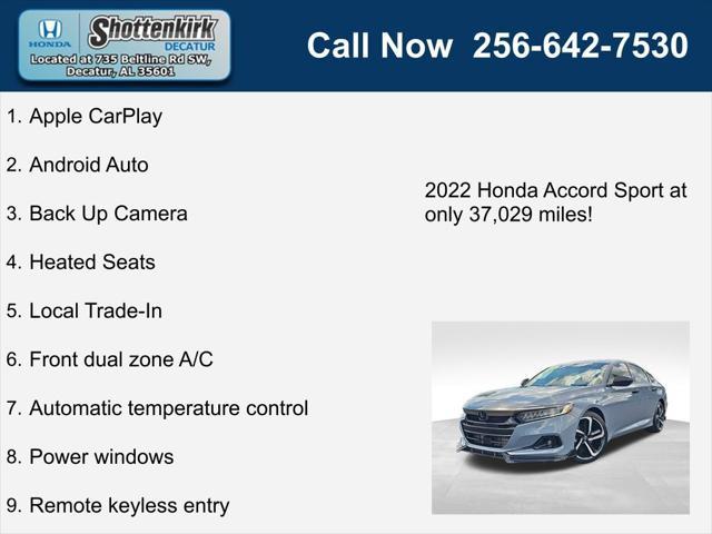 used 2022 Honda Accord car, priced at $25,475