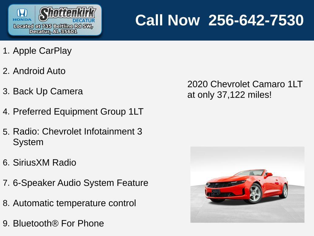 used 2020 Chevrolet Camaro car, priced at $23,496
