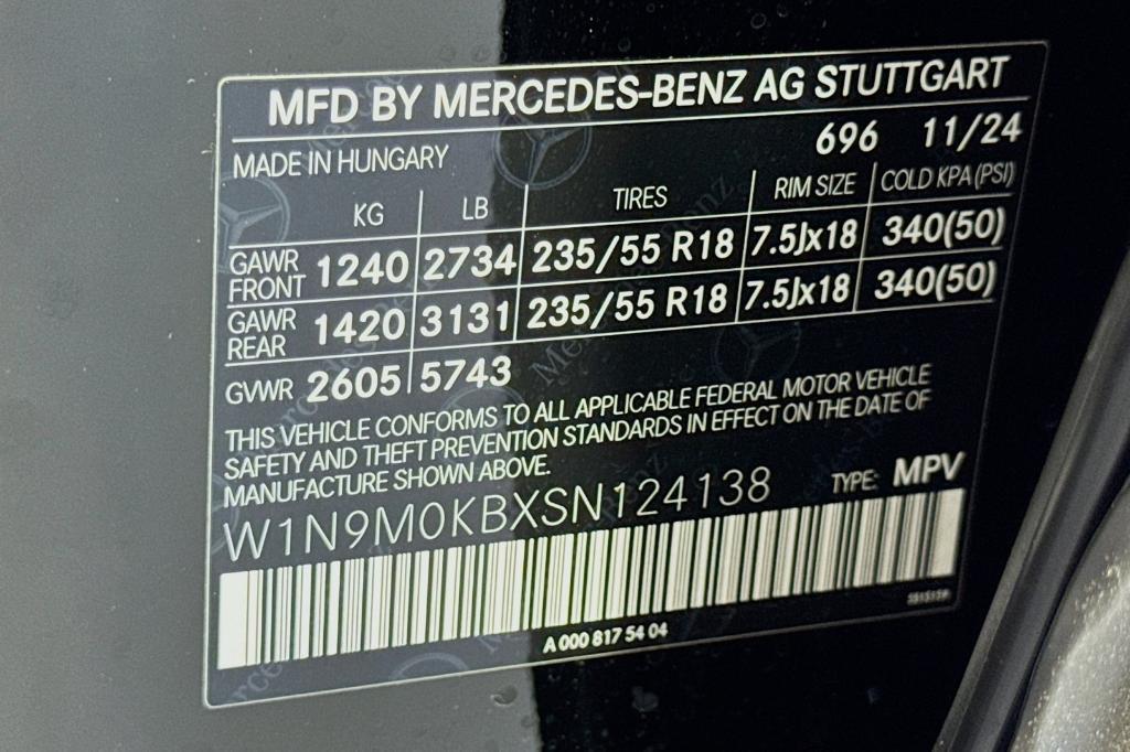 new 2025 Mercedes-Benz EQB 300 car, priced at $62,220