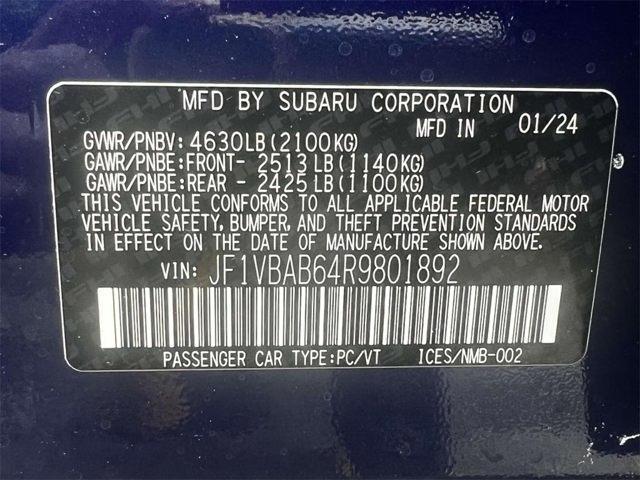 new 2024 Subaru WRX car, priced at $35,455