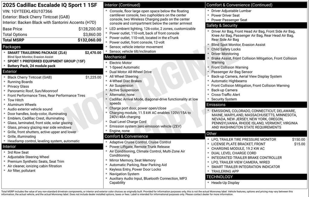 new 2025 Cadillac Escalade IQ car, priced at $134,335