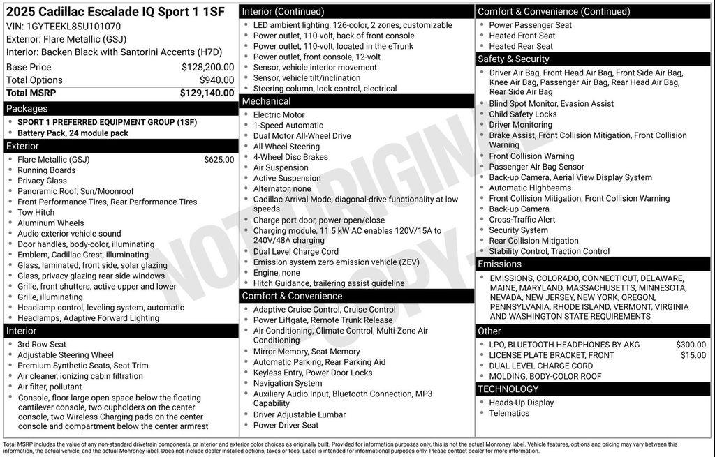 new 2025 Cadillac Escalade IQ car, priced at $131,415