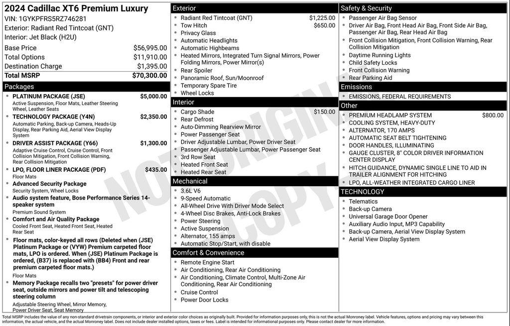 used 2024 Cadillac XT6 car, priced at $45,856