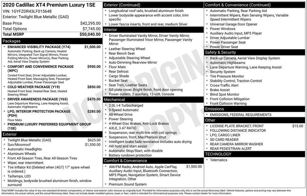 used 2020 Cadillac XT4 car, priced at $22,247