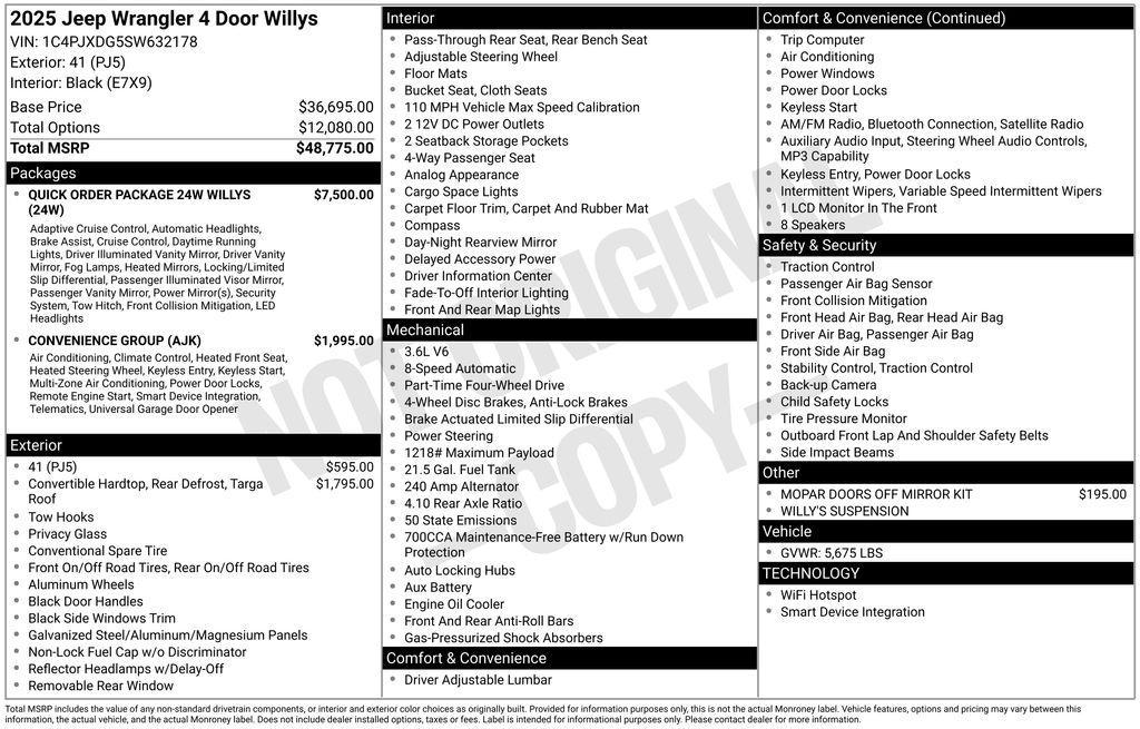 new 2025 Jeep Wrangler car, priced at $47,844