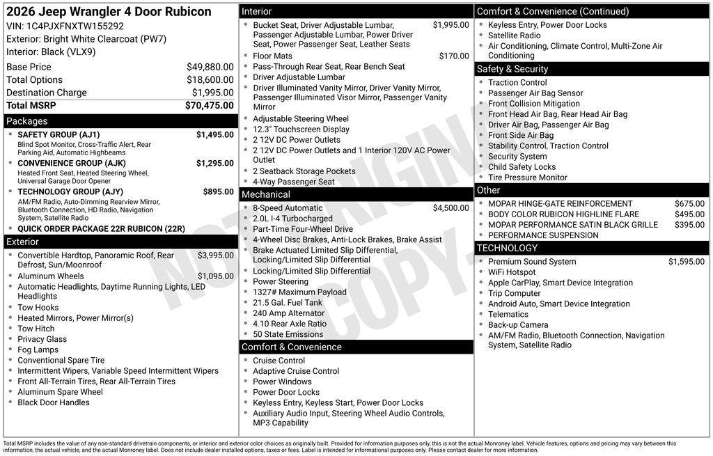 new 2026 Jeep Wrangler car, priced at $62,077