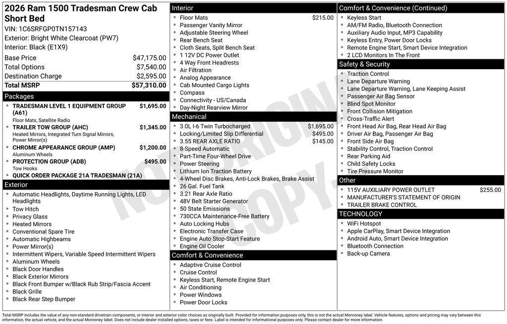 new 2026 Ram 1500 car, priced at $48,025