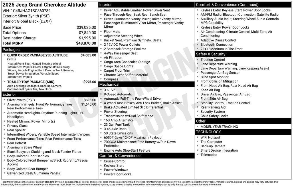 new 2025 Jeep Grand Cherokee car, priced at $45,620