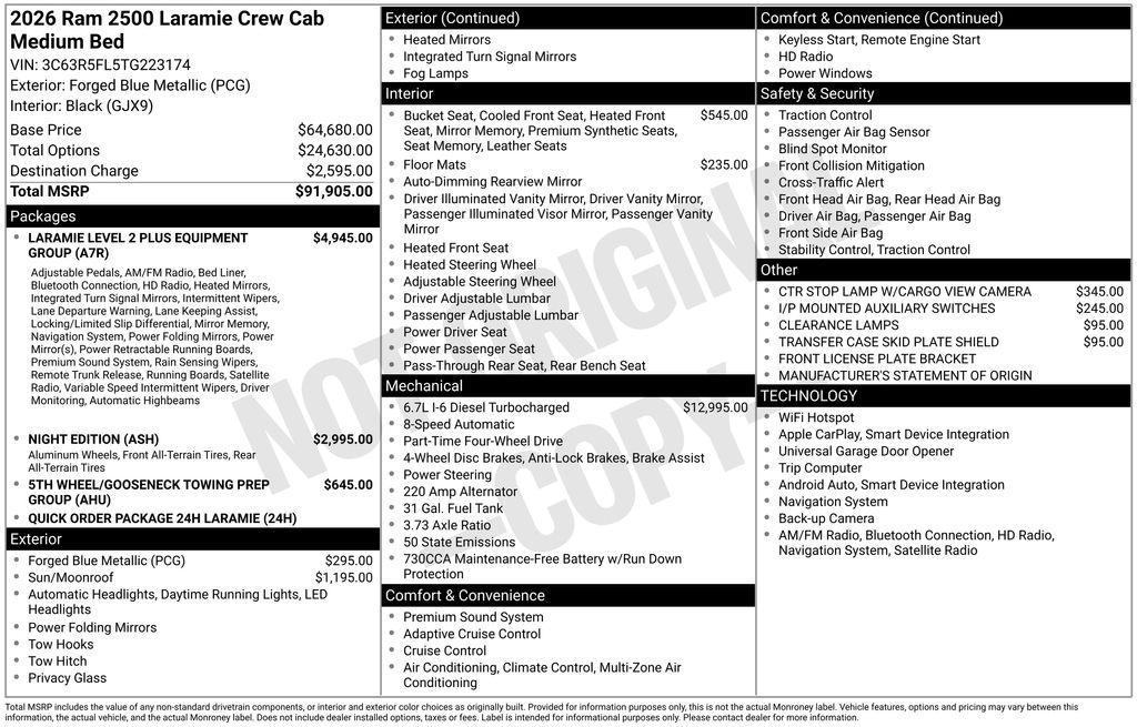 new 2026 Ram 2500 car, priced at $88,015