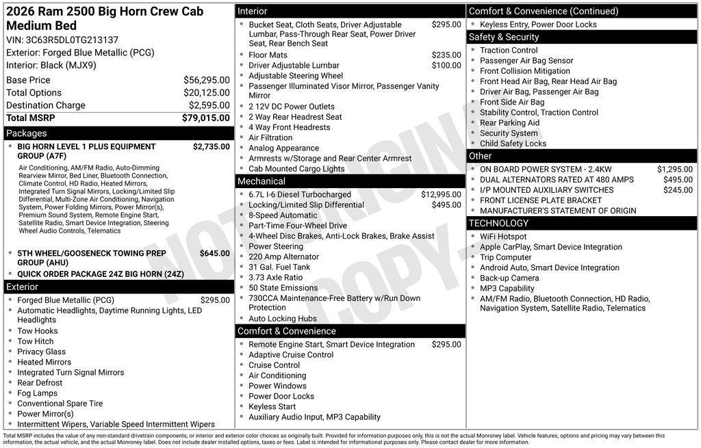 new 2026 Ram 2500 car, priced at $73,117