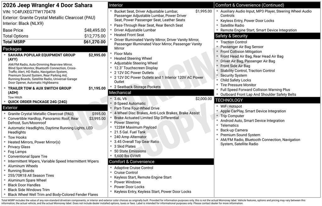 new 2026 Jeep Wrangler car, priced at $59,270