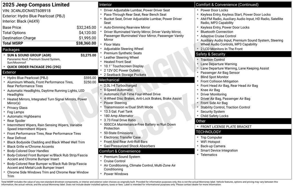 new 2025 Jeep Compass car, priced at $34,355