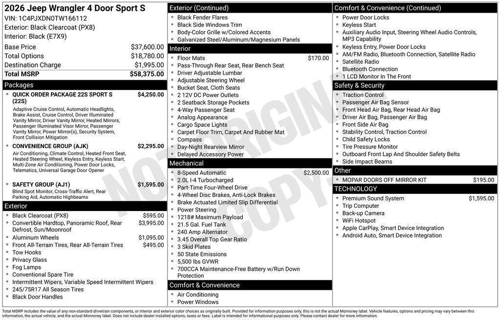 new 2026 Jeep Wrangler car, priced at $51,857