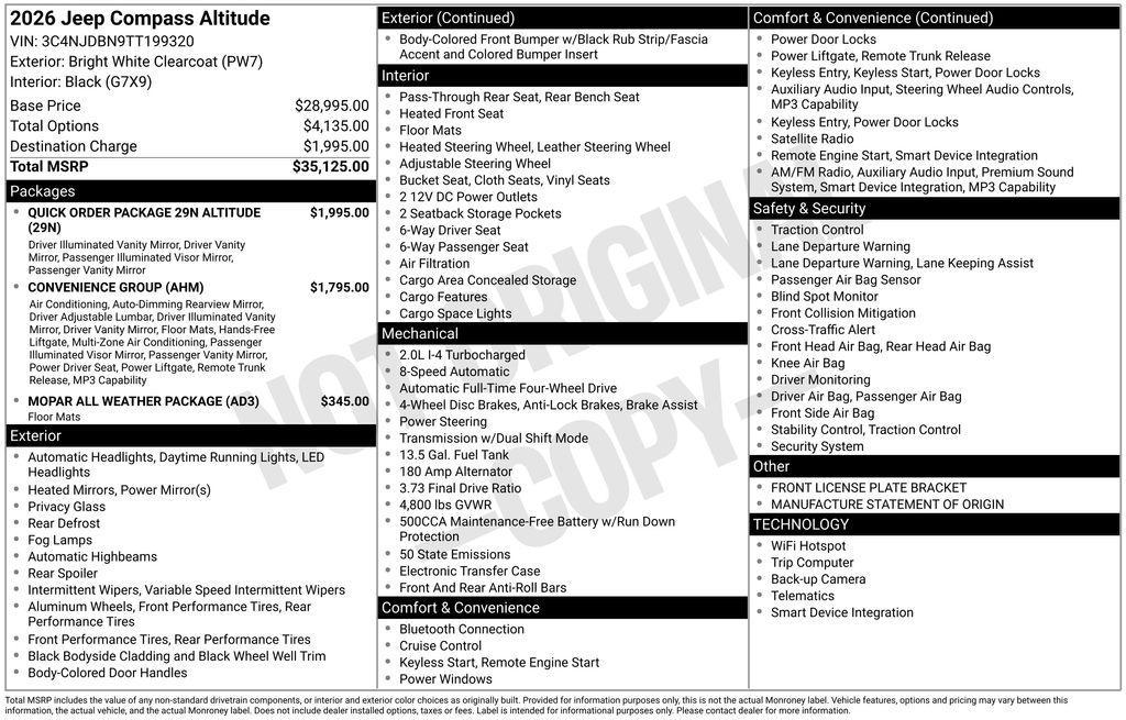 new 2026 Jeep Compass car, priced at $33,307
