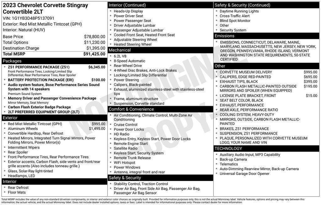 used 2023 Chevrolet Corvette car, priced at $75,899