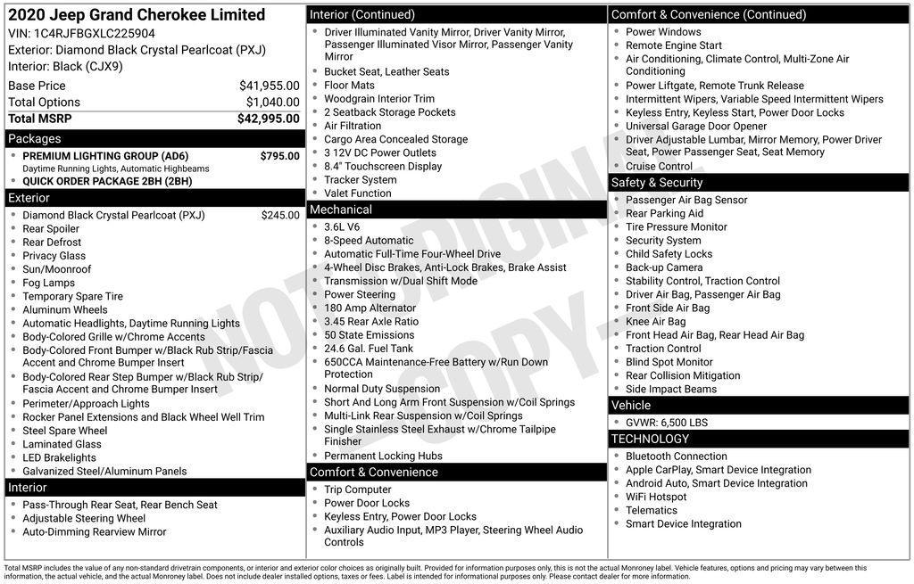 used 2020 Jeep Grand Cherokee car, priced at $24,102
