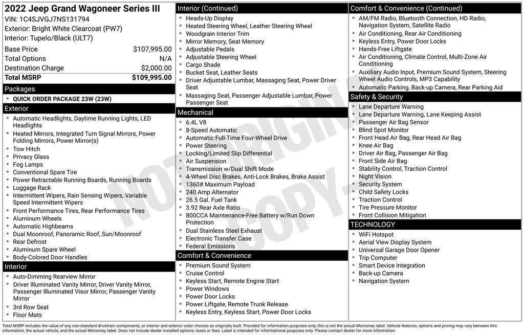 used 2022 Jeep Grand Wagoneer car, priced at $56,890