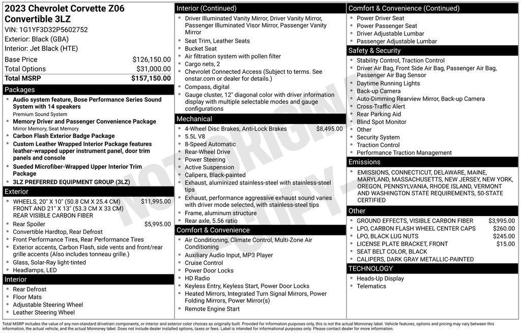 used 2023 Chevrolet Corvette car, priced at $129,554