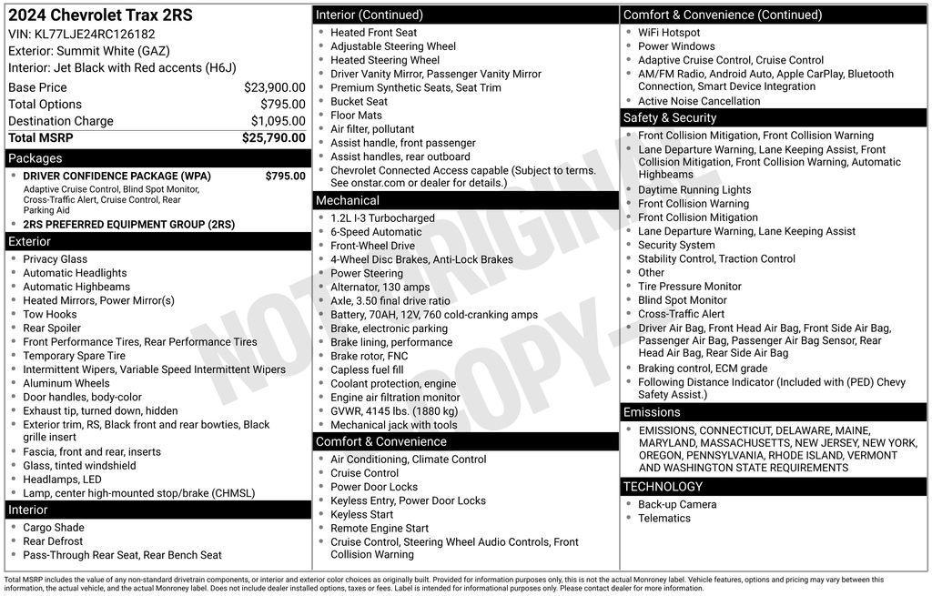 used 2024 Chevrolet Trax car, priced at $22,399