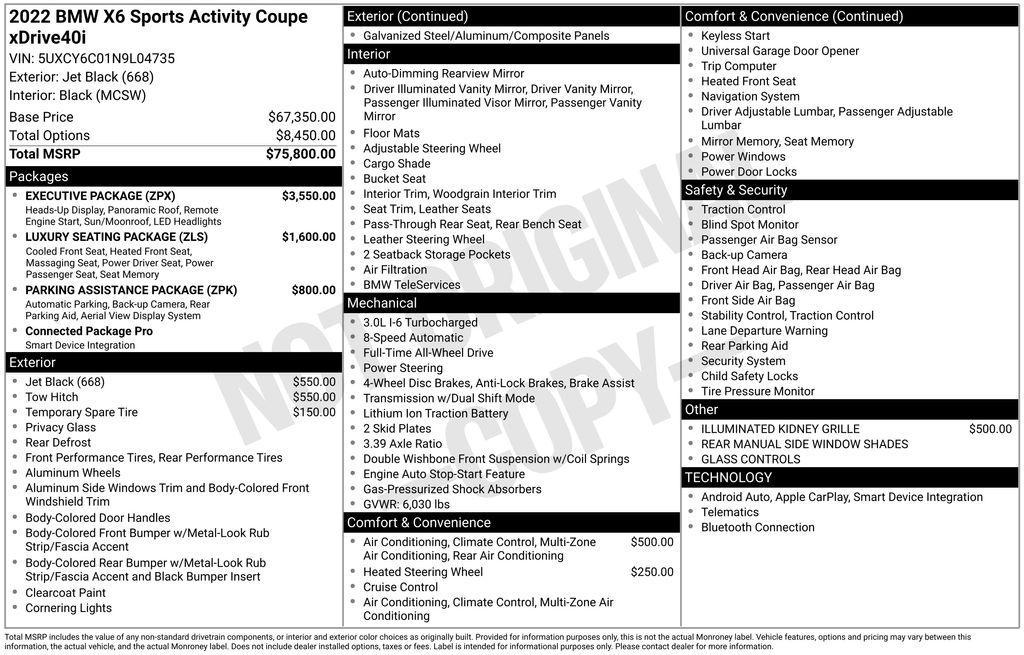 used 2022 BMW X6 car, priced at $47,930