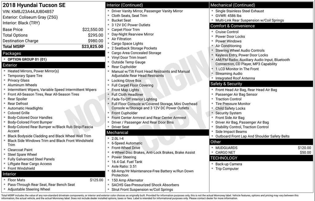 used 2018 Hyundai Tucson car, priced at $13,500