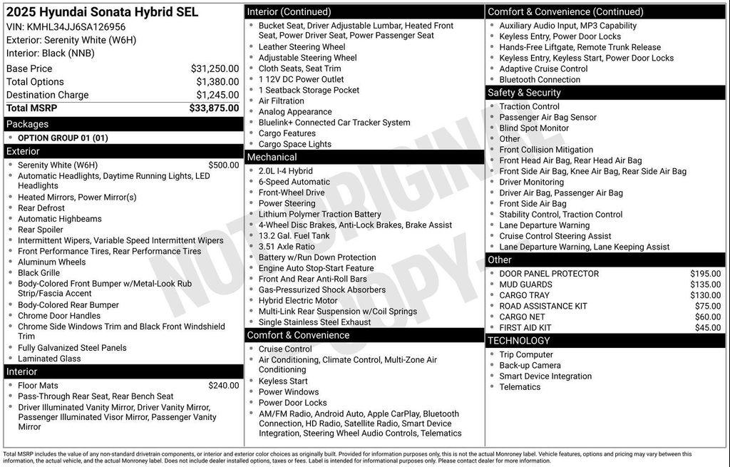 new 2025 Hyundai Sonata Hybrid car, priced at $28,121