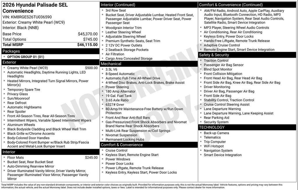 new 2026 Hyundai Palisade car, priced at $44,043
