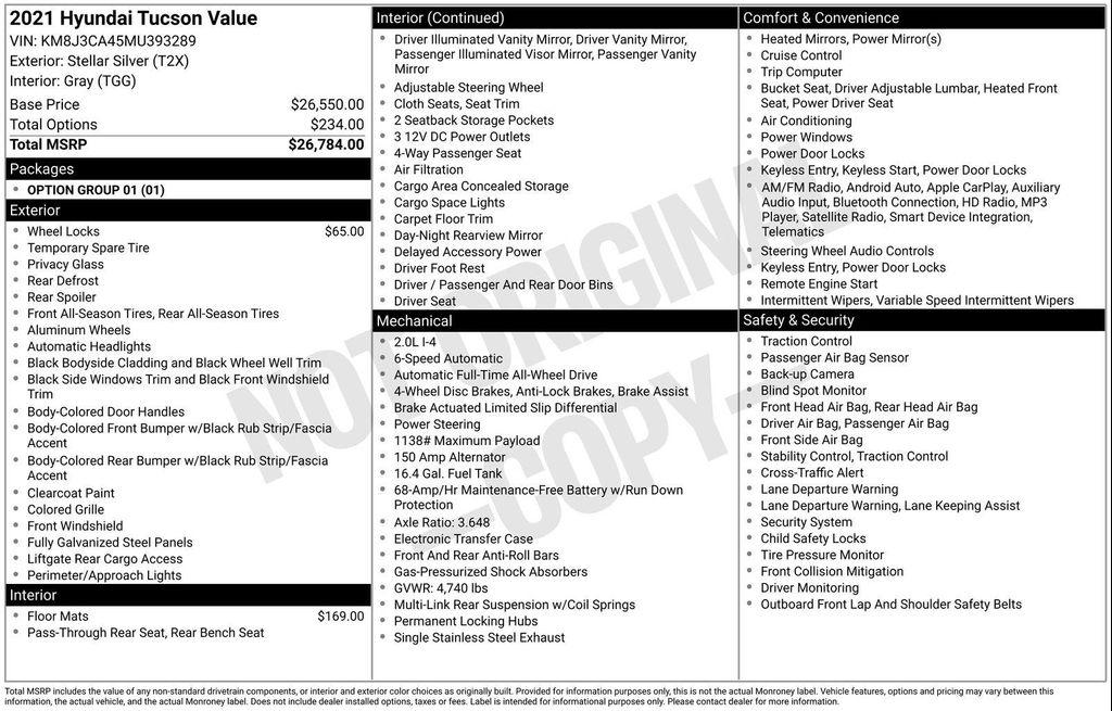 used 2021 Hyundai Tucson car, priced at $17,300