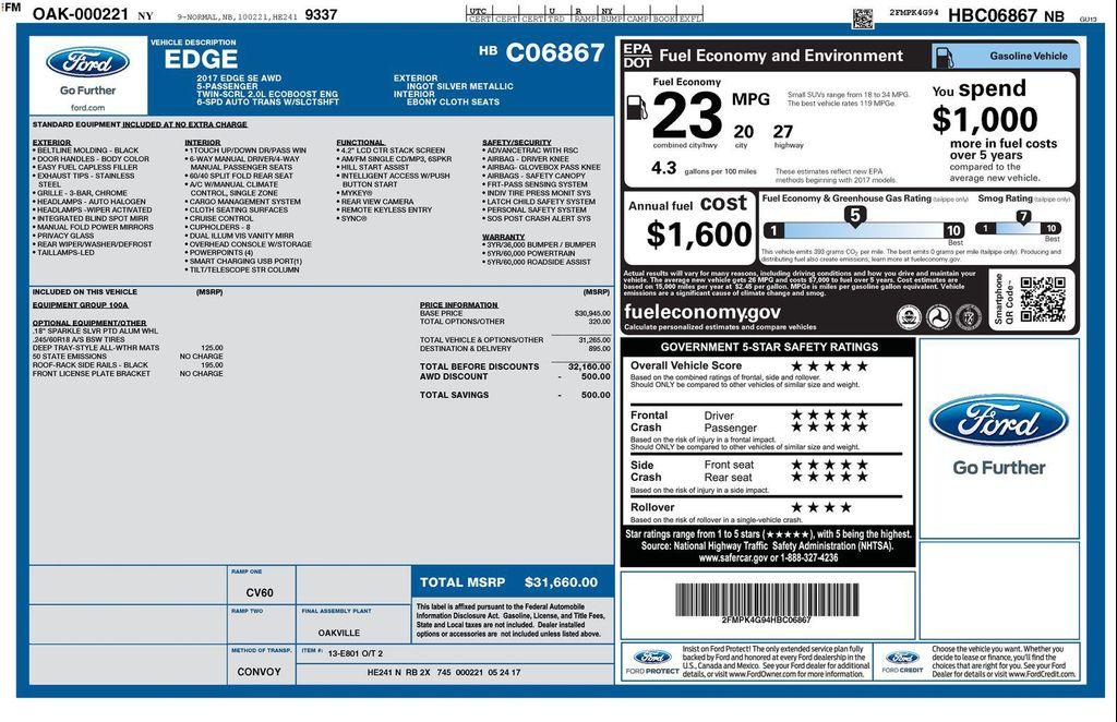 used 2017 Ford Edge car, priced at $11,500
