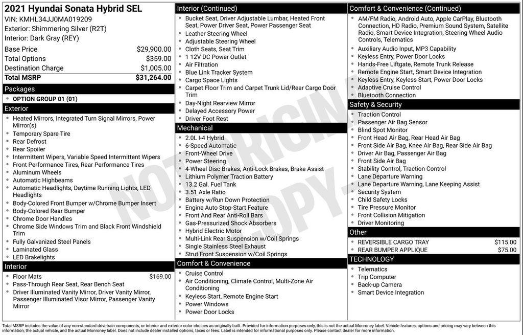 used 2021 Hyundai Sonata car, priced at $17,000