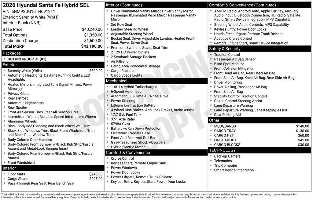 new 2026 Hyundai Santa Fe car, priced at $38,152