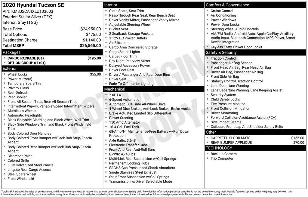 used 2020 Hyundai Tucson car, priced at $14,500