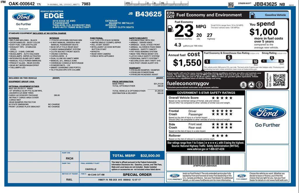 used 2018 Ford Edge car, priced at $10,500