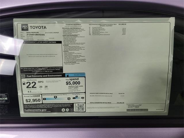 new 2024 Toyota GR86 car, priced at $33,962