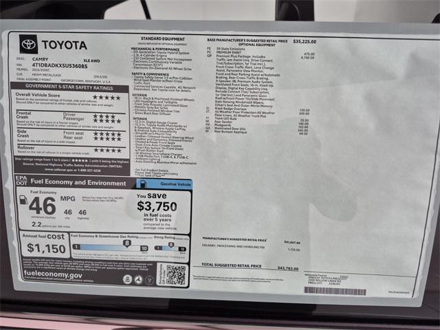 new 2025 Toyota Camry car, priced at $42,782