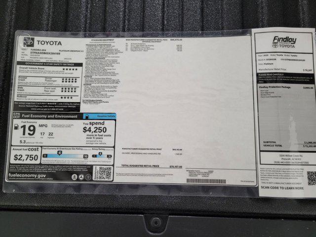 new 2025 Toyota Tundra car, priced at $67,448