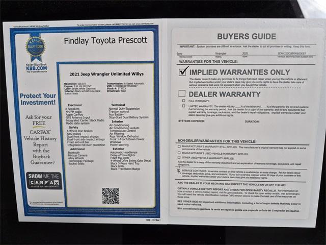 used 2021 Jeep Wrangler car, priced at $26,574