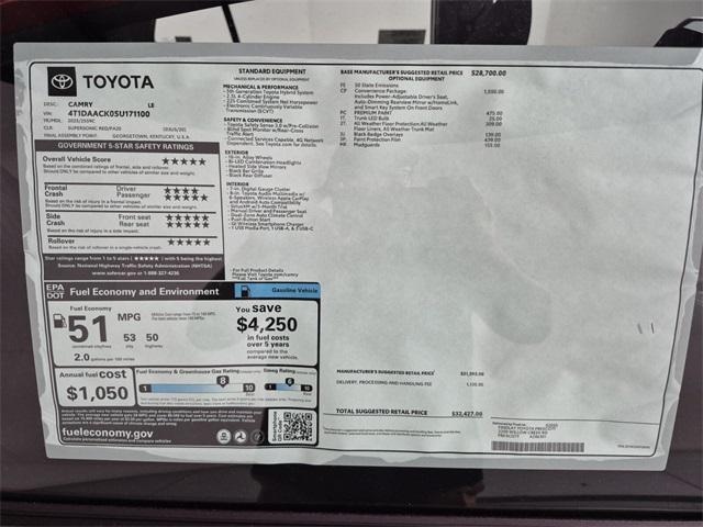 new 2025 Toyota Camry car, priced at $32,427