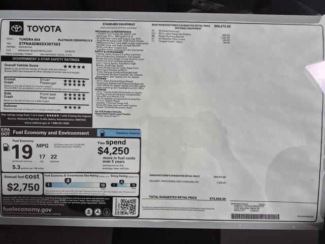 new 2025 Toyota Tundra car, priced at $68,089