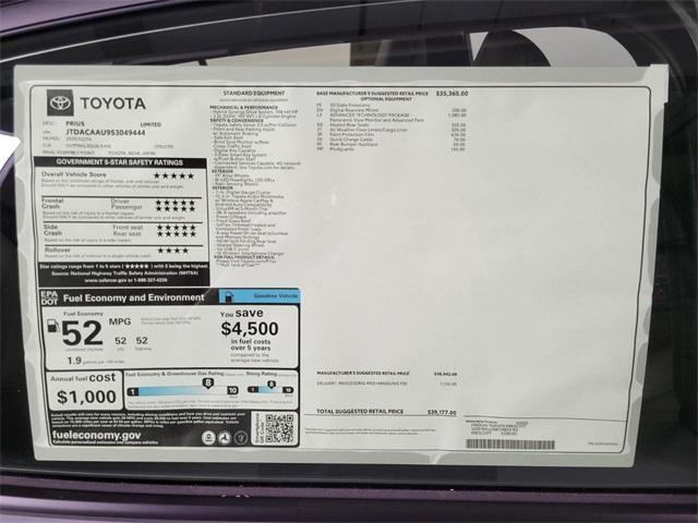 new 2025 Toyota Prius car, priced at $39,177