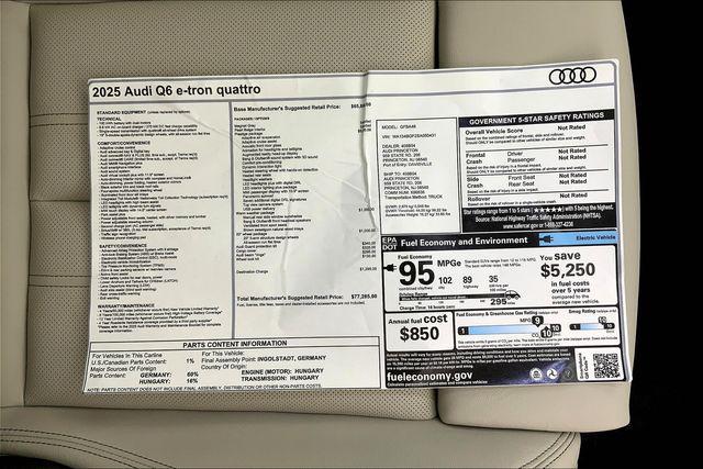 new 2025 Audi Q6 e-tron car, priced at $77,285