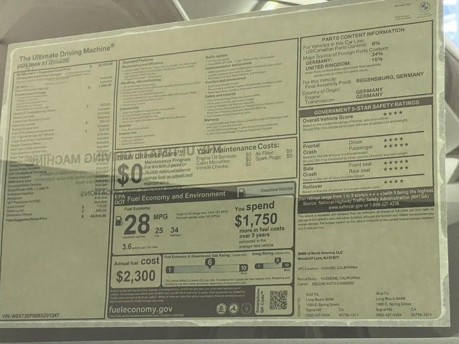 new 2024 BMW X1 car, priced at $45,010