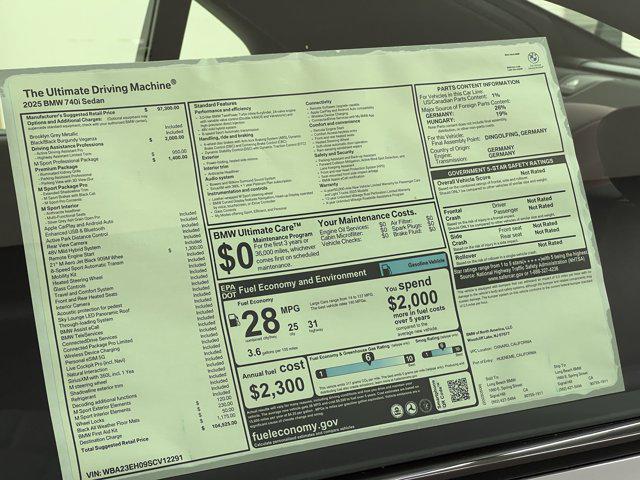 new 2025 BMW 740 car, priced at $104,525