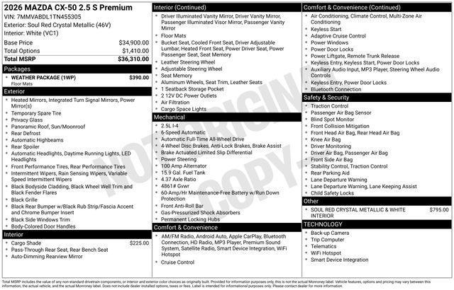 new 2026 Mazda CX-50 car, priced at $37,805