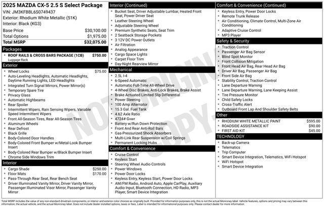 new 2025 Mazda CX-5 car, priced at $32,750
