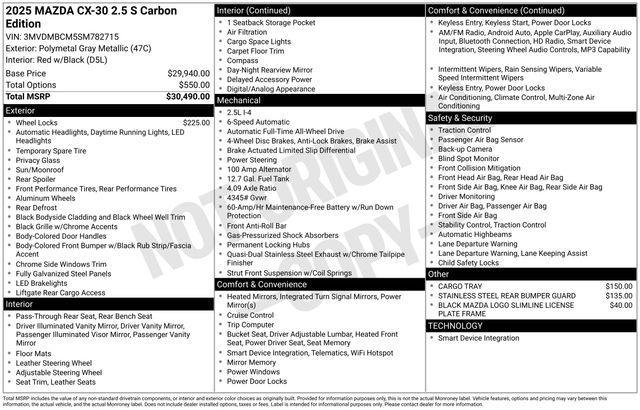 new 2025 Mazda CX-30 car, priced at $30,301