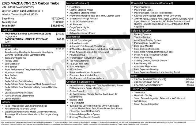 new 2025 Mazda CX-5 car, priced at $39,041