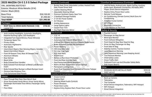new 2025 Mazda CX-5 car, priced at $32,282