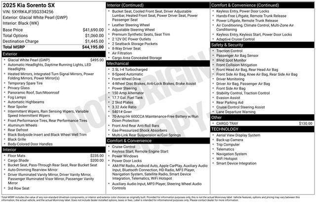 used 2025 Kia Sorento car, priced at $34,777