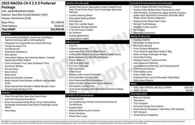 new 2025 Mazda CX-5 car, priced at $32,999